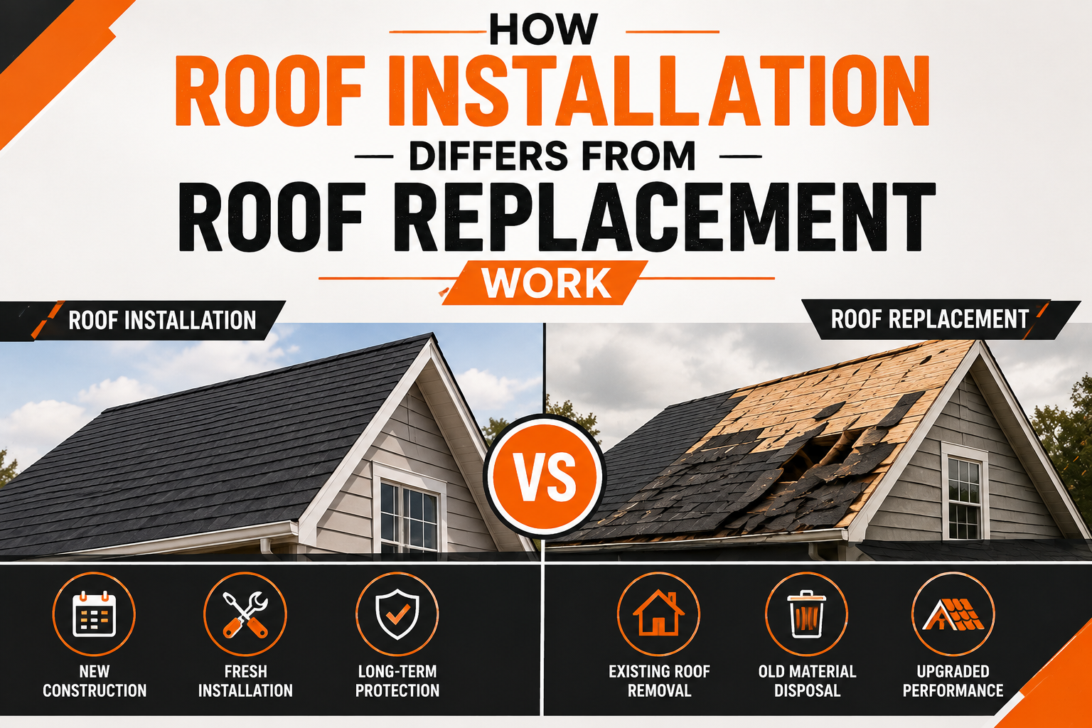 How Roof Installation Differs From Roof Replacement Work