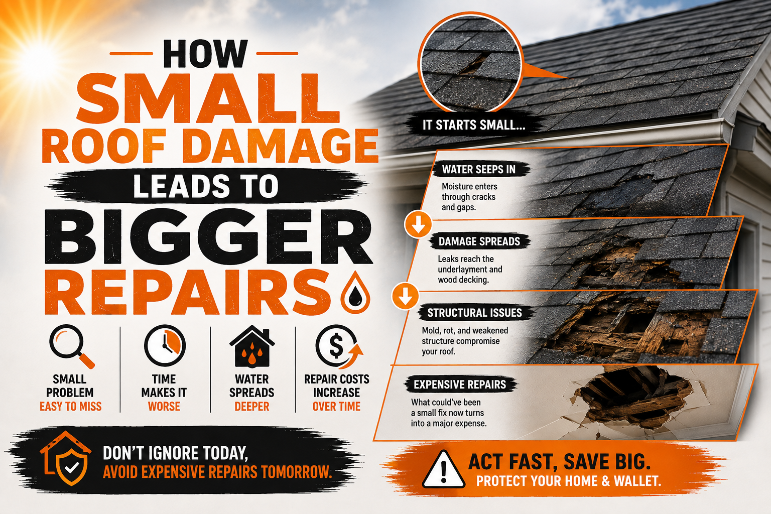 How Small Roof Damage Leads to Bigger Repairs
