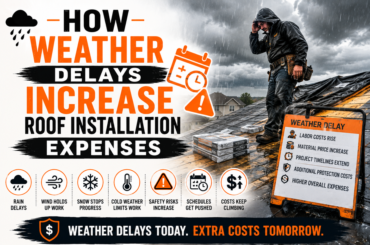 How Weather Delays Increase Roof Installation Expenses