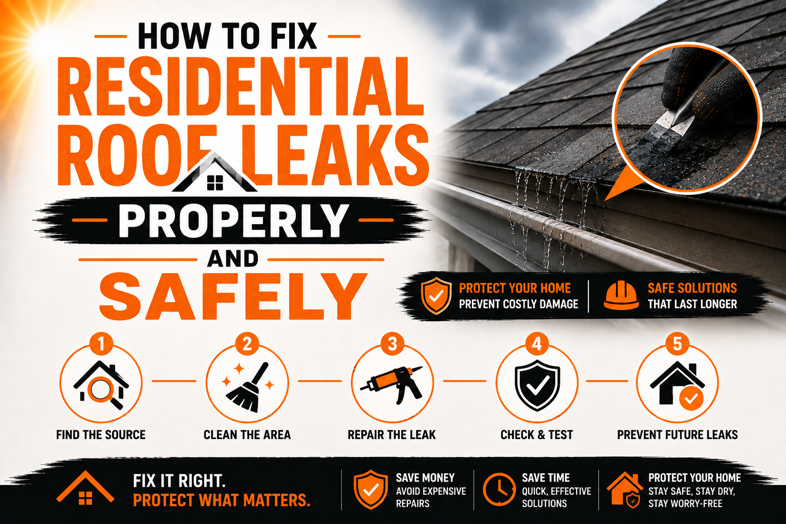 How to Fix Residential Roof Leaks Properly and Safely