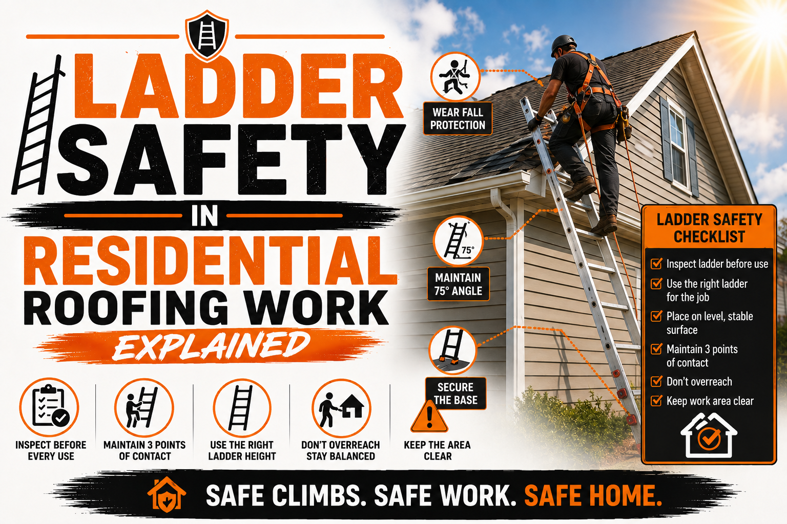 Ladder Safety in Residential Roofing Work Explained