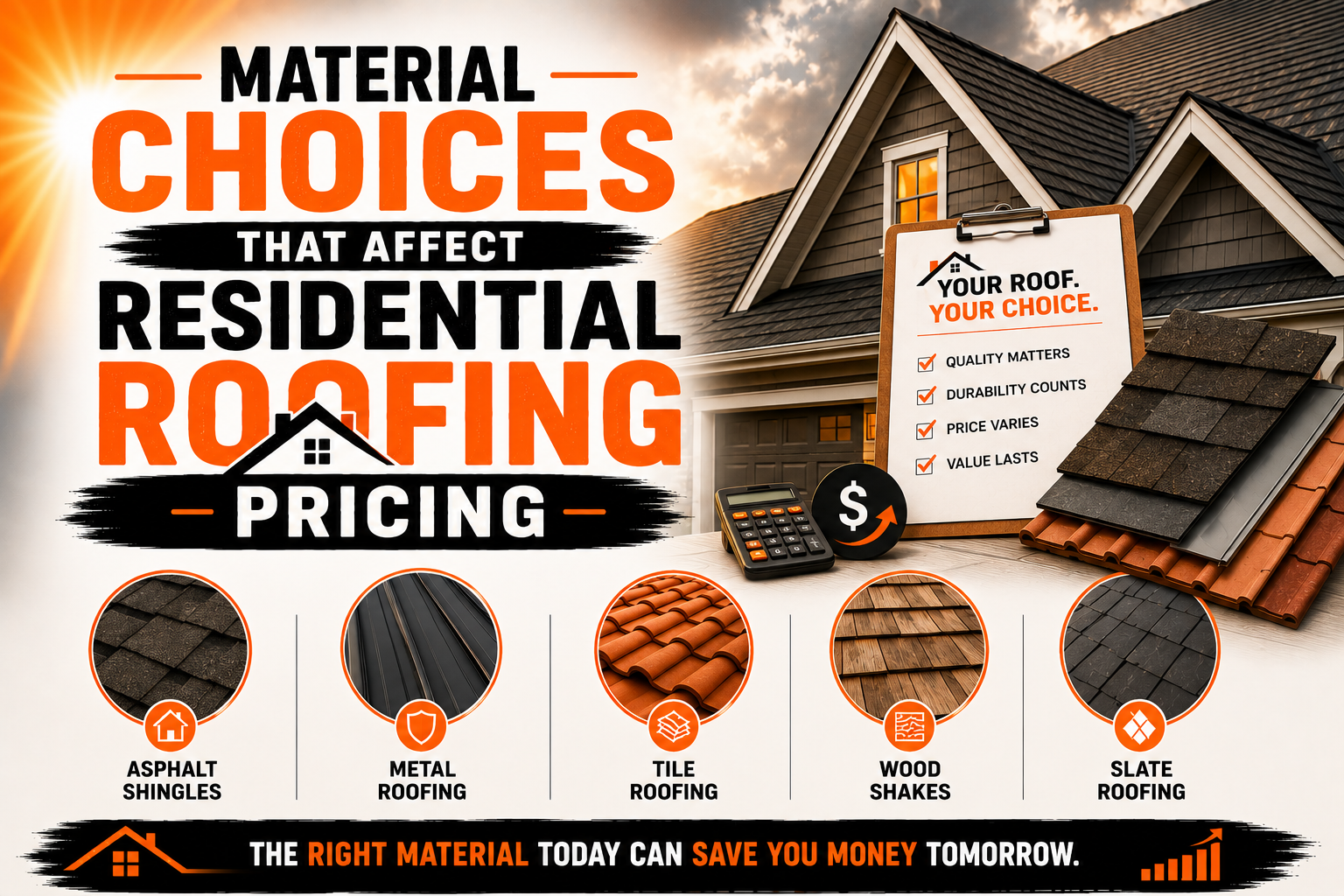 Material Choices That Affect Residential Roofing Pricing