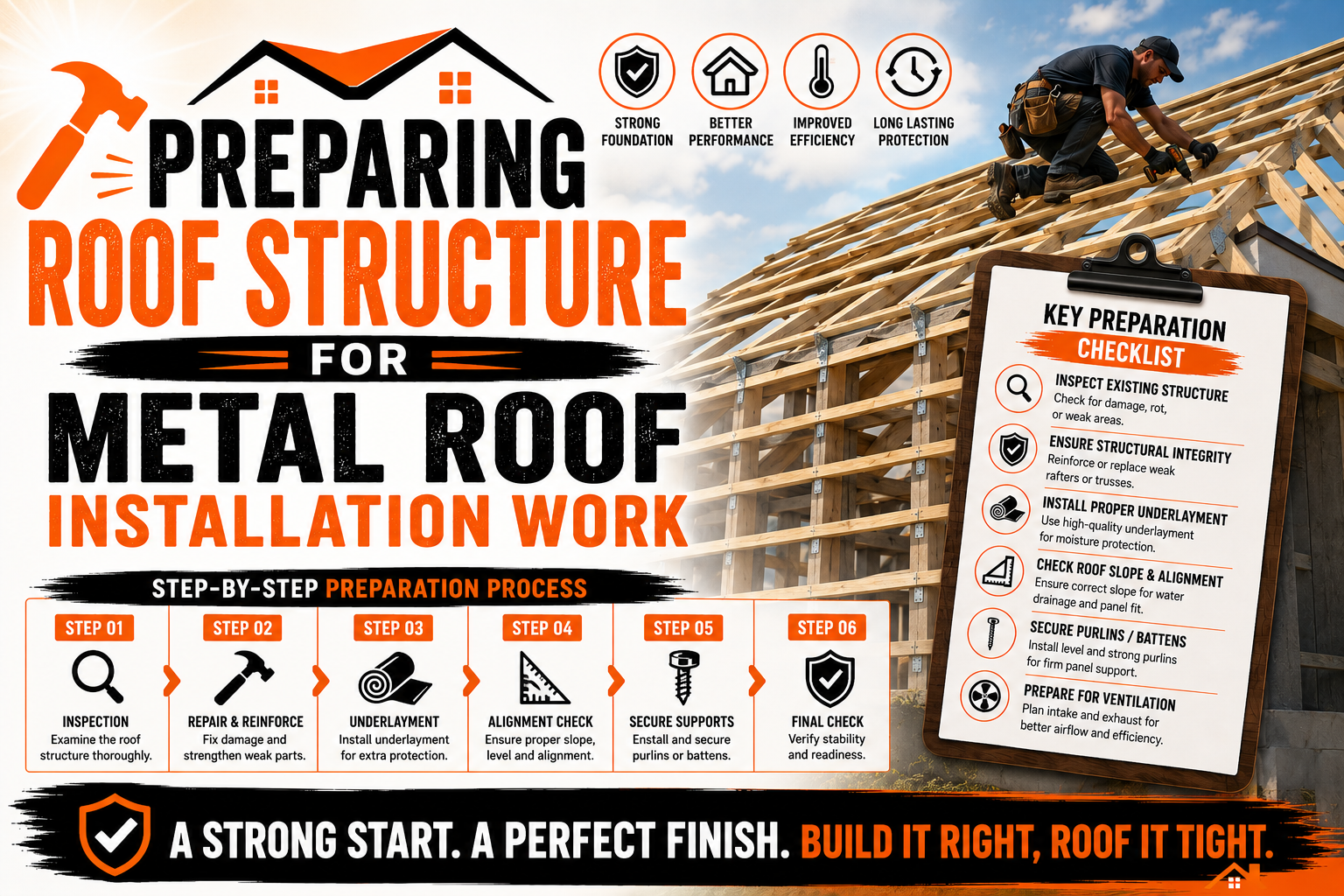 Preparing Roof Structure for Metal Roof Installation Work