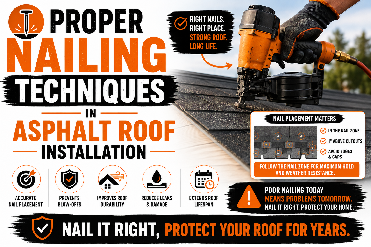 Proper Nailing Techniques in Asphalt Roof Installation