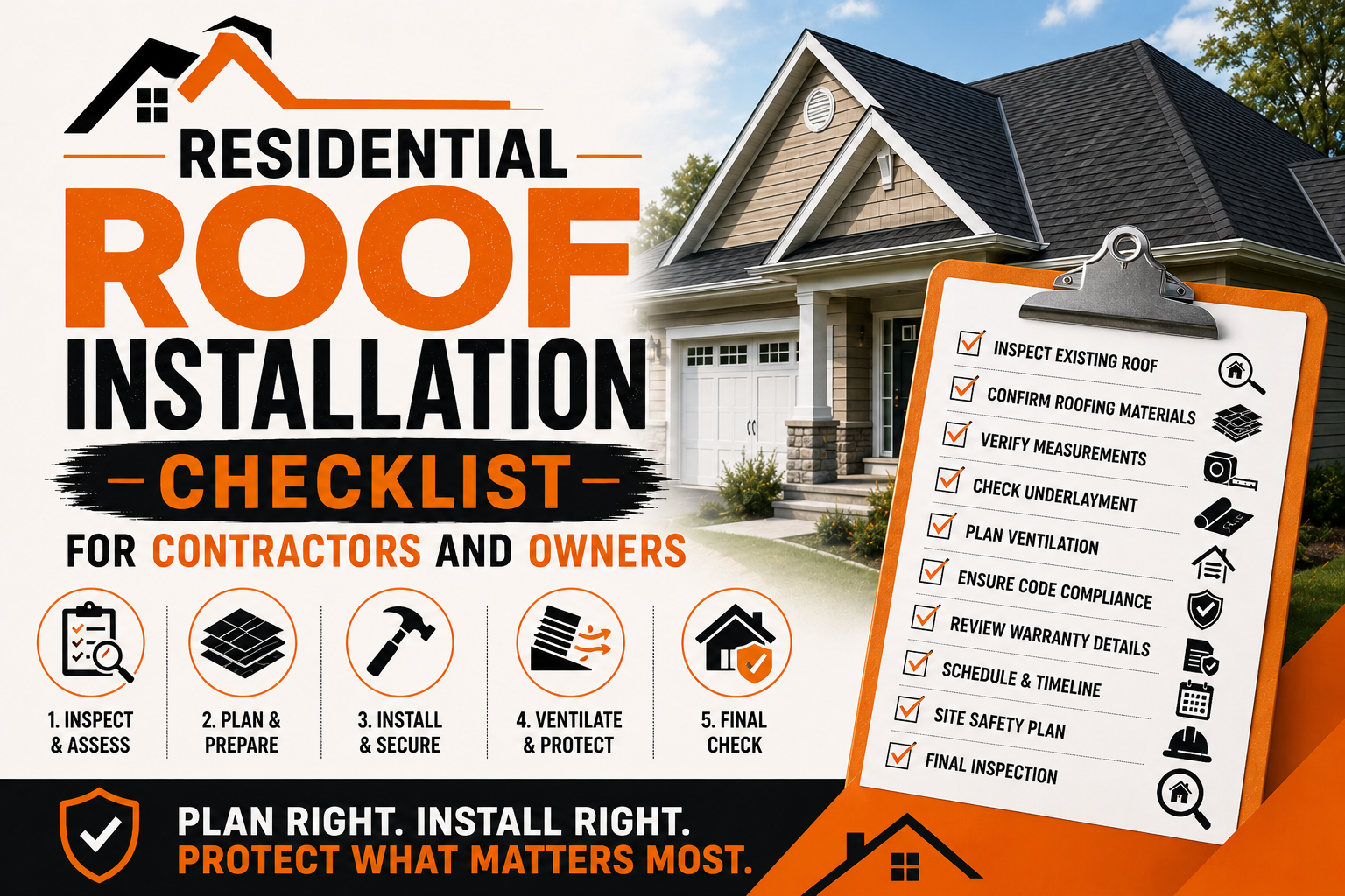 Residential Roof Installation Checklist for Contractors and Owners