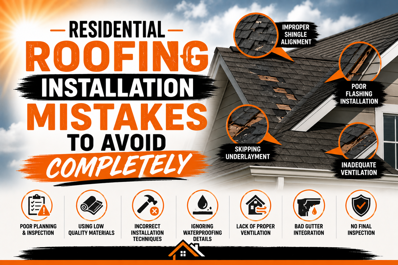 Residential Roofing Installation Mistakes to Avoid Completely