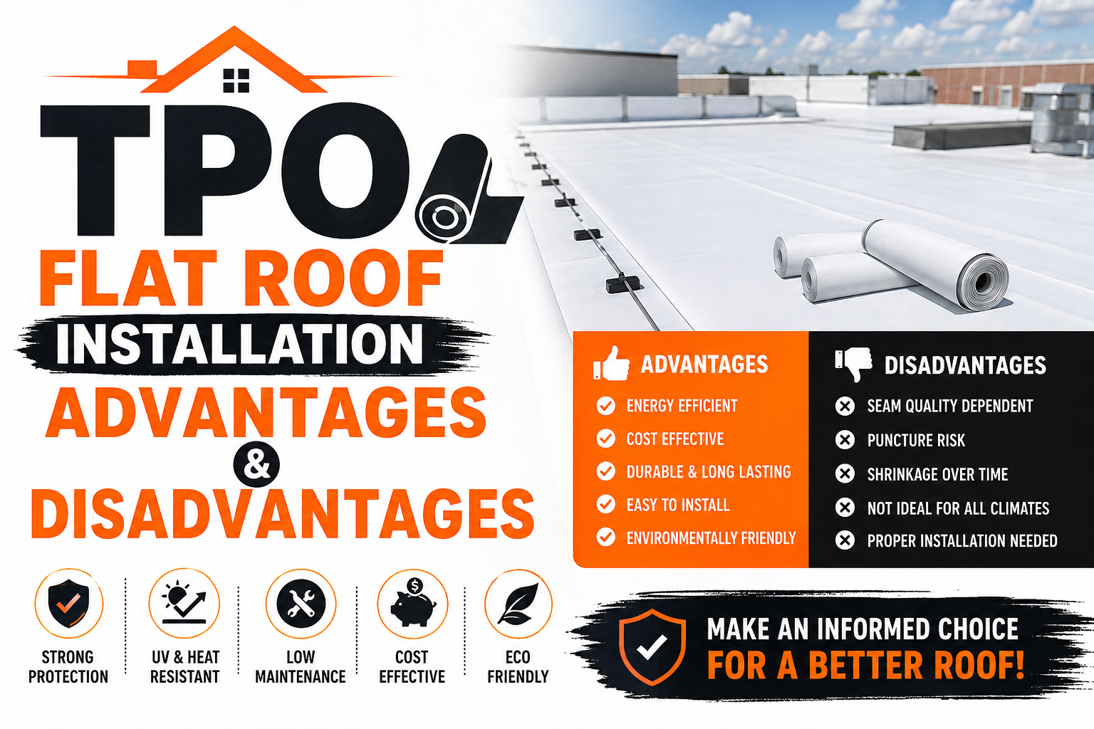 TPO Flat Roof Installation Advantages and Disadvantages