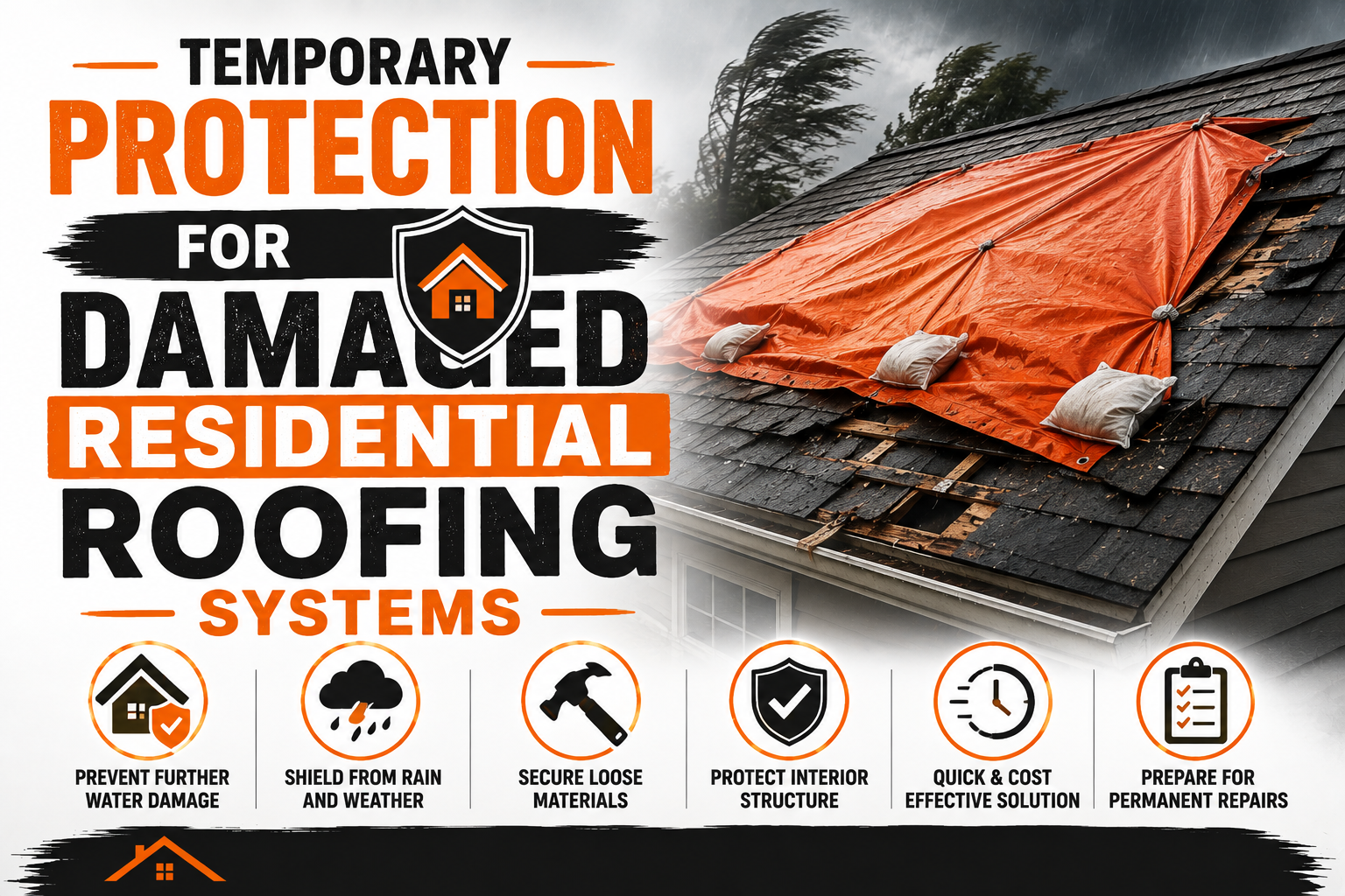 Temporary Protection for Damaged Residential Roofing Systems