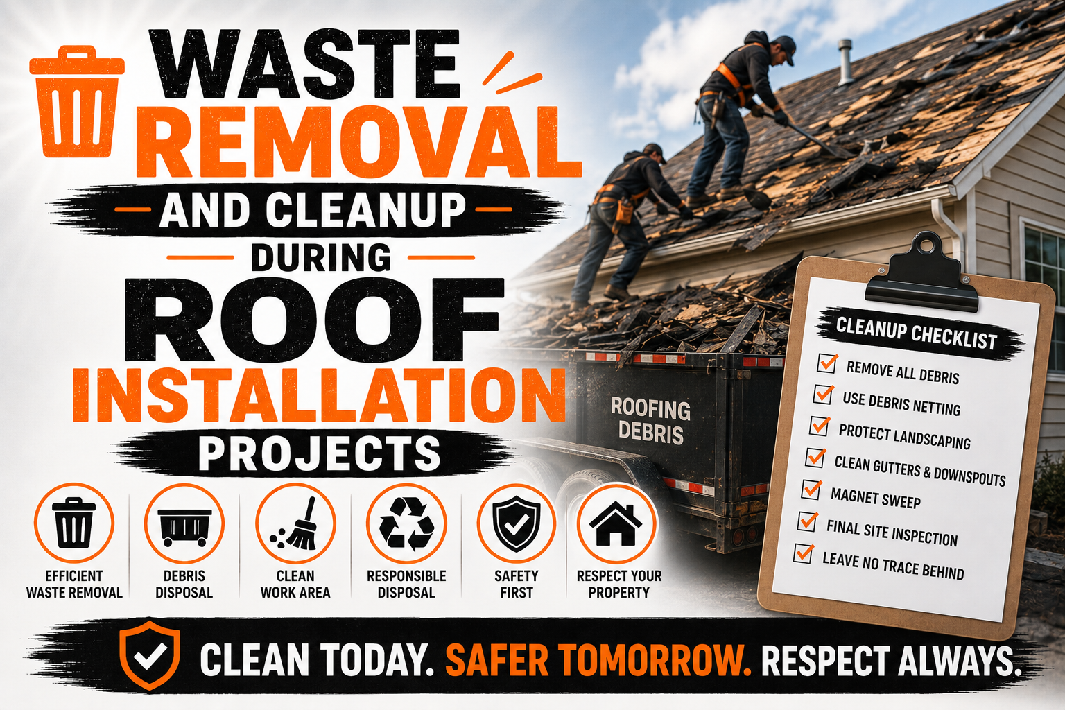 Waste Removal and Cleanup During Roof Installation Projects