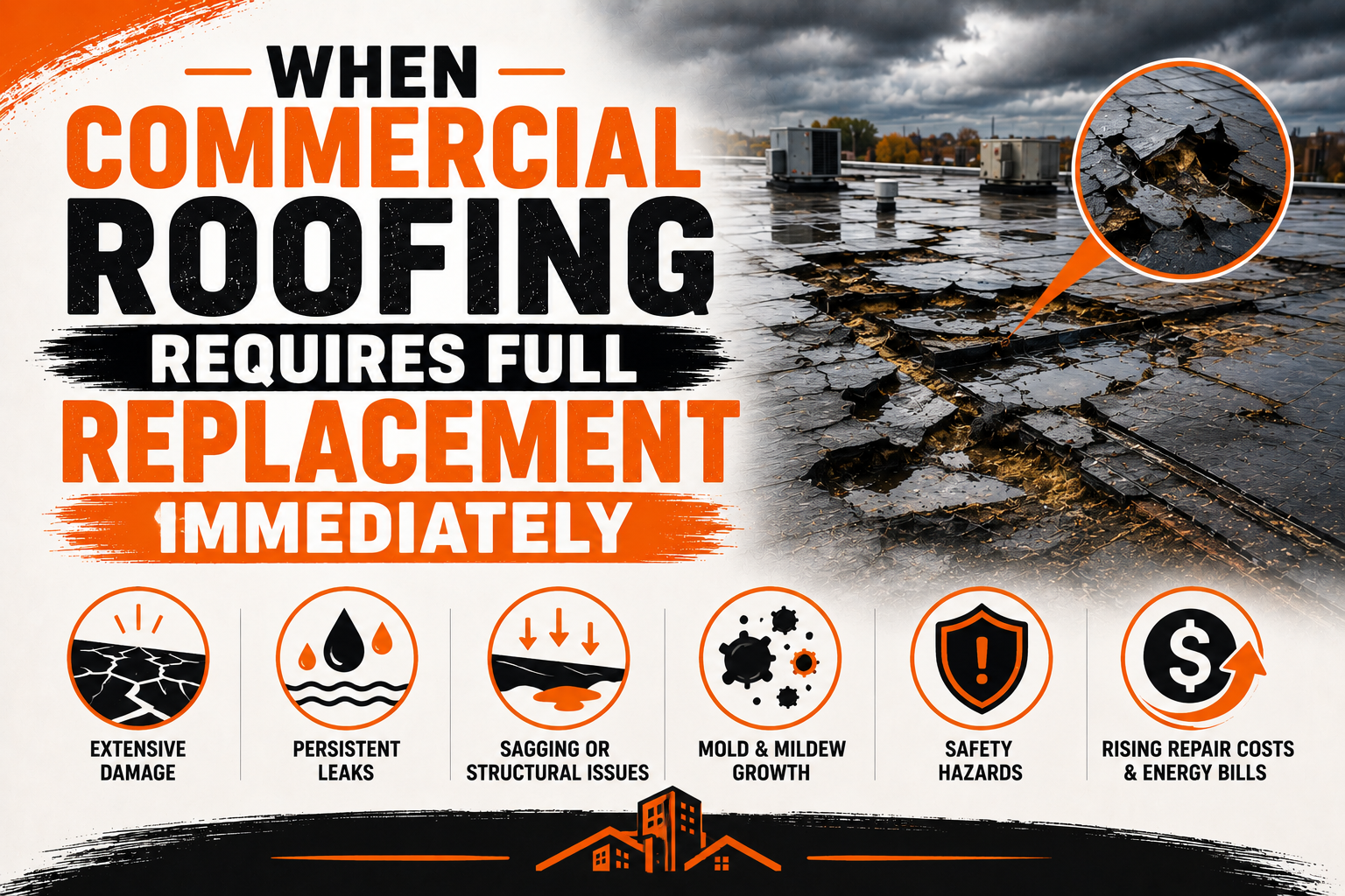 When Commercial Roofing Requires Full Replacement Immediately