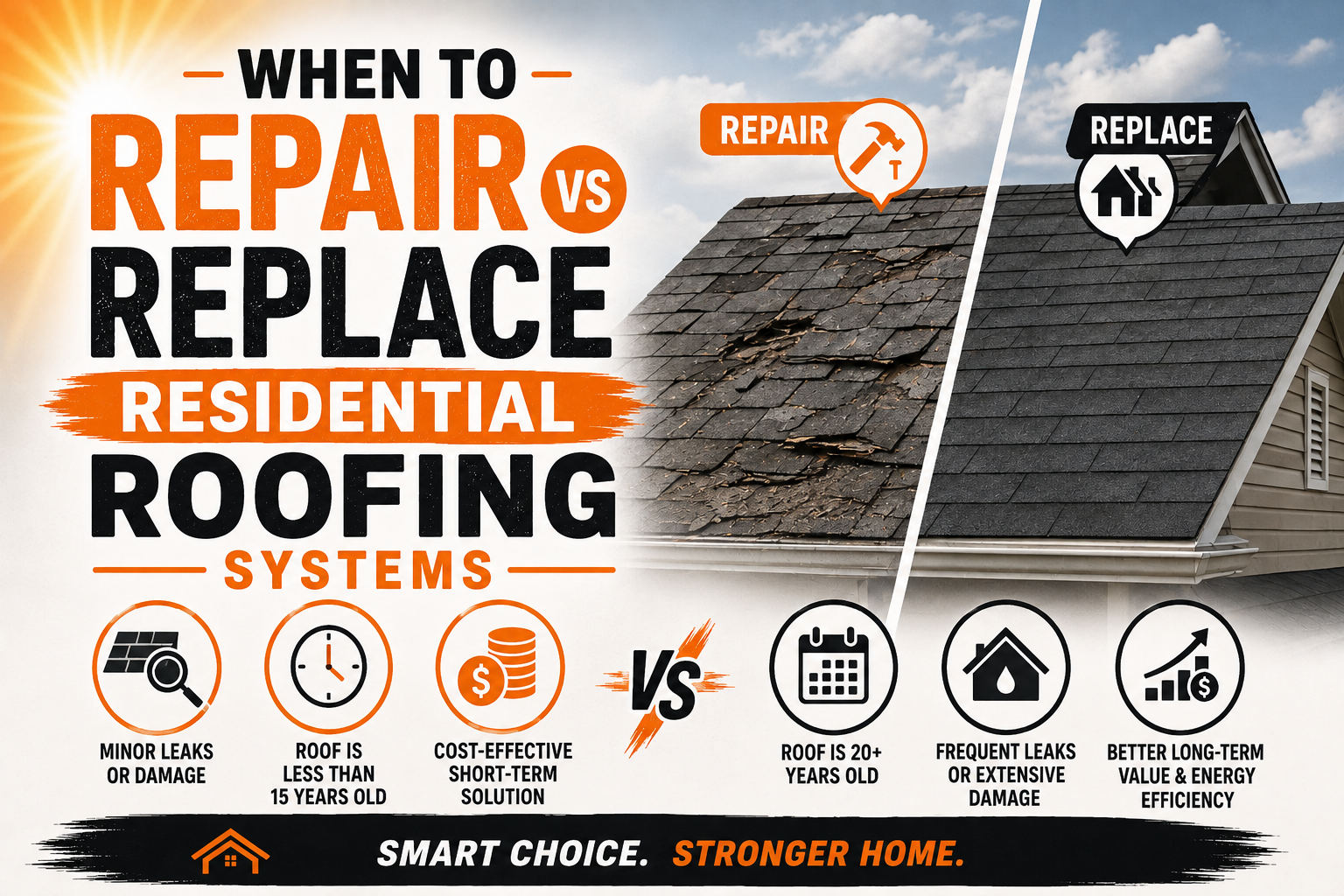 When to Repair vs Replace Residential Roofing Systems