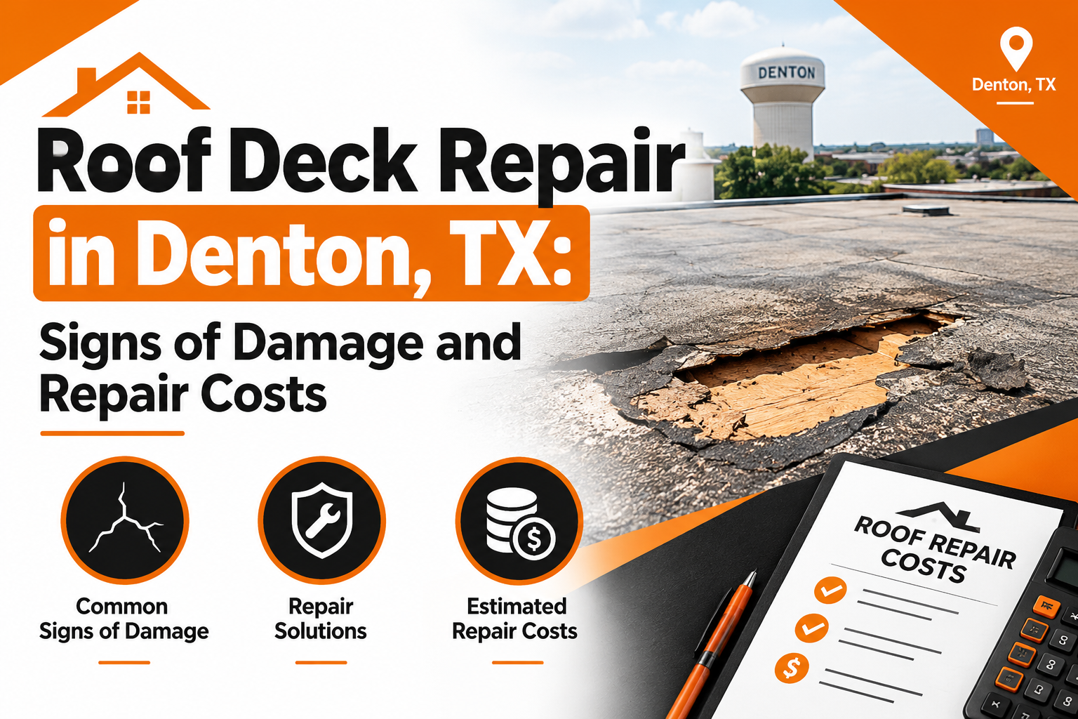 Roof Deck Repair in Denton, TX: Signs of Damage and Repair Costs