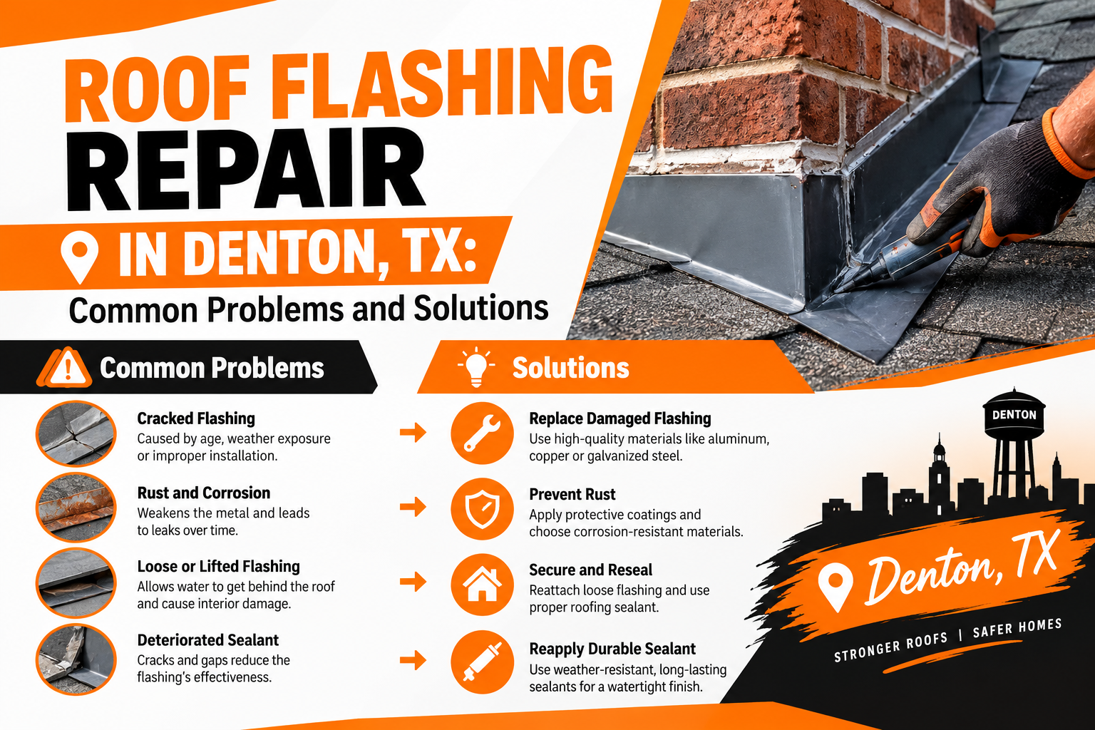 Roof Flashing Repair in Denton, TX: Common Problems and Solutions