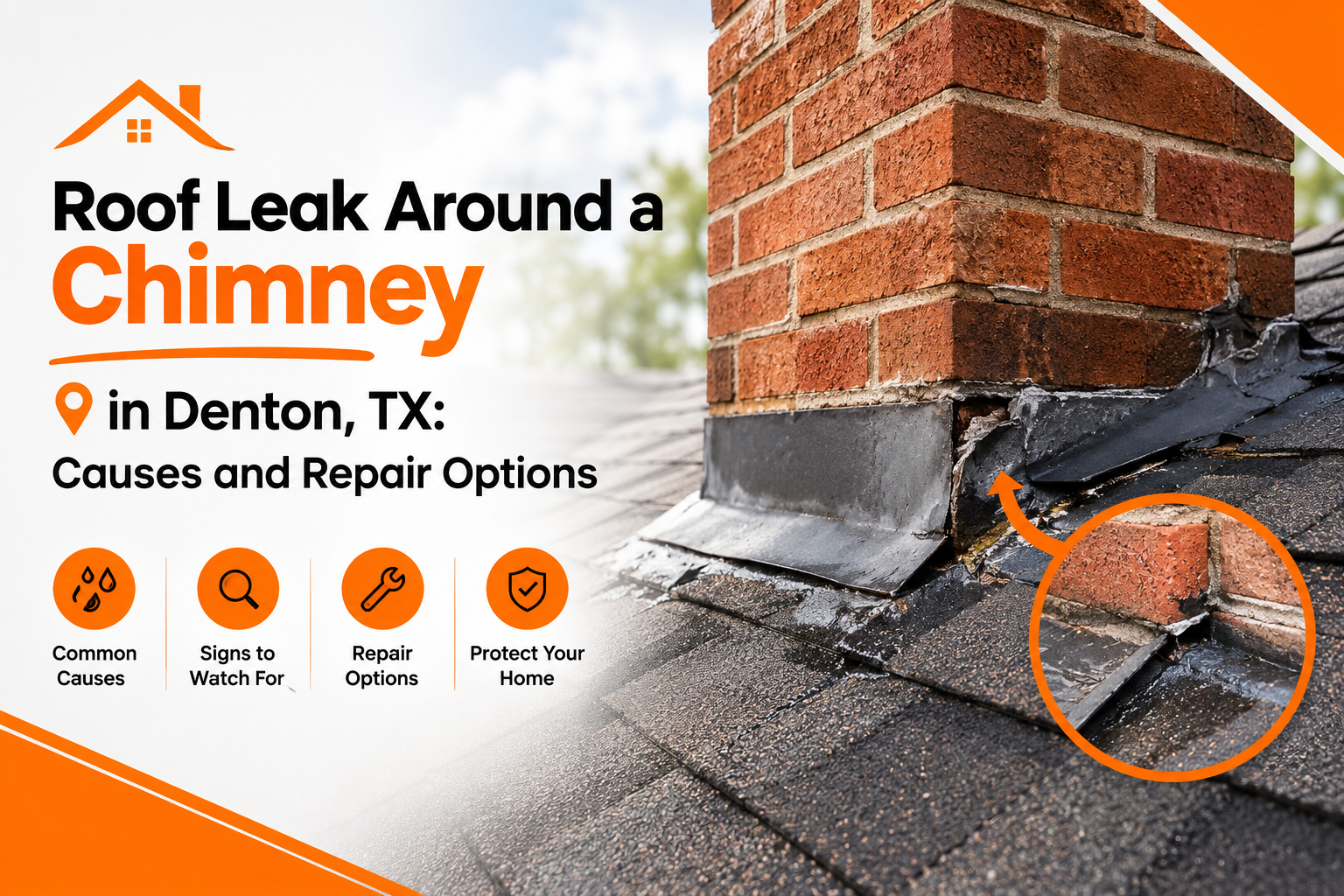 Roof Leak Around a Chimney in Denton, TX: Causes and Repair Options