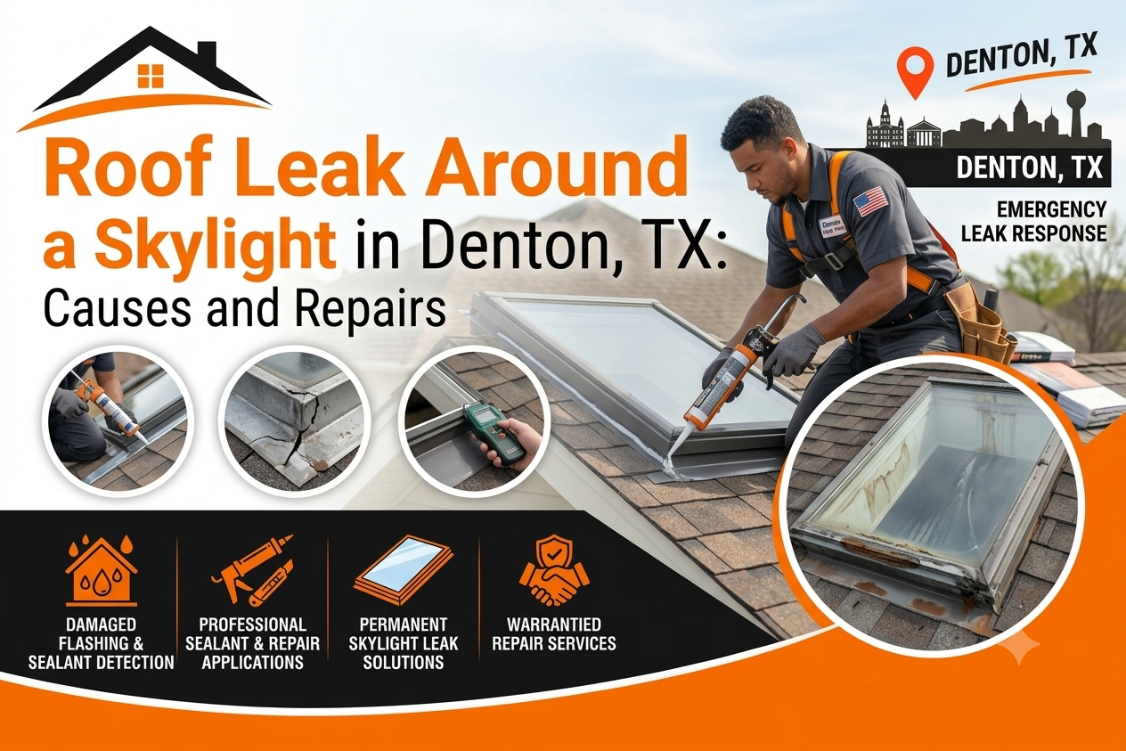 Roof Leak Around a Skylight in Denton, TX: Causes and Repairs
