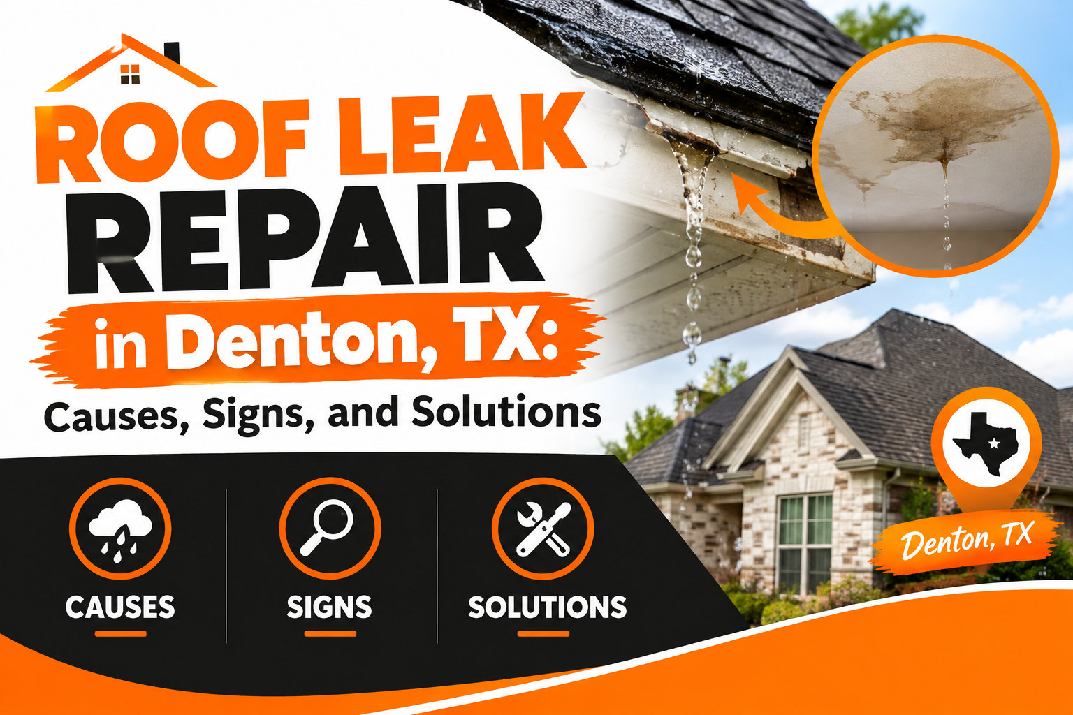 Roof Leak Repair in Denton, TX Causes, Signs, and Solutions