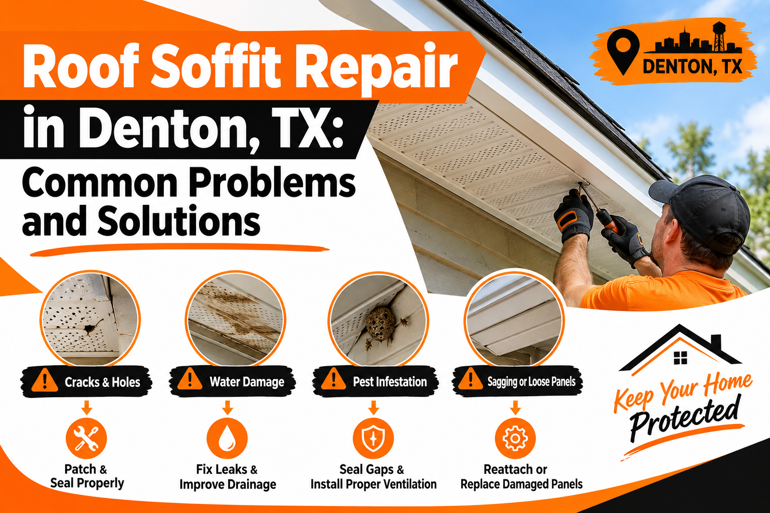 Roof Soffit Repair in Denton, TX: Common Problems and Solutions